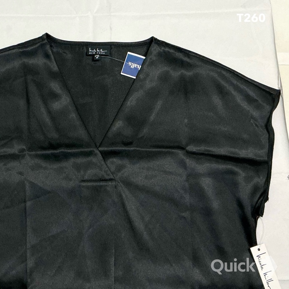 sz M - NWT Nicole Miller V Neck Satin Slip Top - Picture 3 of 8